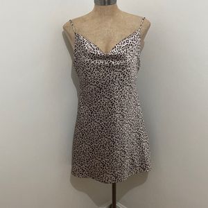 Princess Polly Leopard Print Cowl Neck Low Back Dress